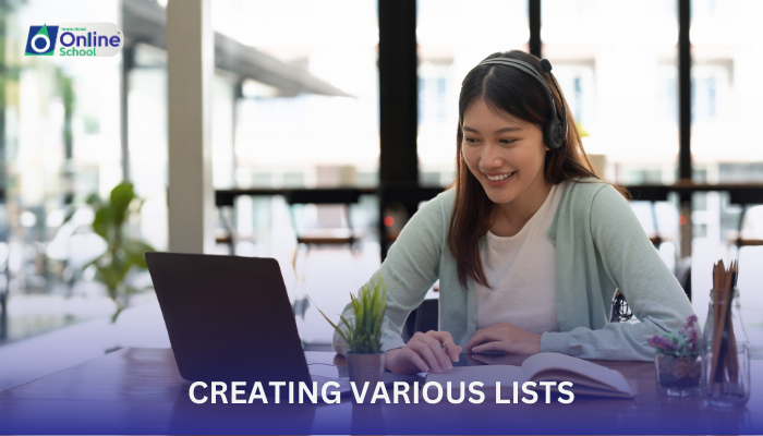 Lesson 08: Creating Various Lists